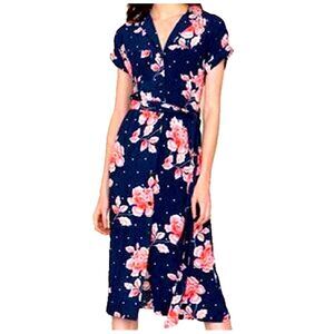 Yumi Kim Floral Affair Navy Secret Love Button Front Shirtdress Midi Dress Large